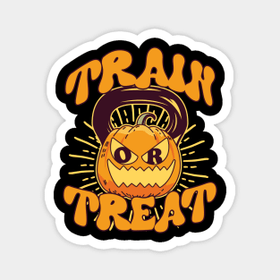 Train or Treat Pumpkin Kettlebell Gym Workout Halloween Magnet