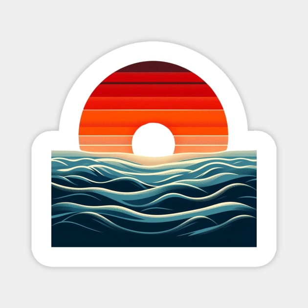 Abstract Ocean Sunset Magnet by JohnTy