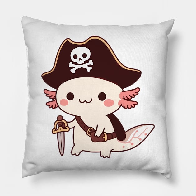 cute chibi pirate axolotl Pillow by fikriamrullah