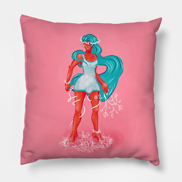 Weird Girl With Blue Hair Pillow by Boriana Giormova