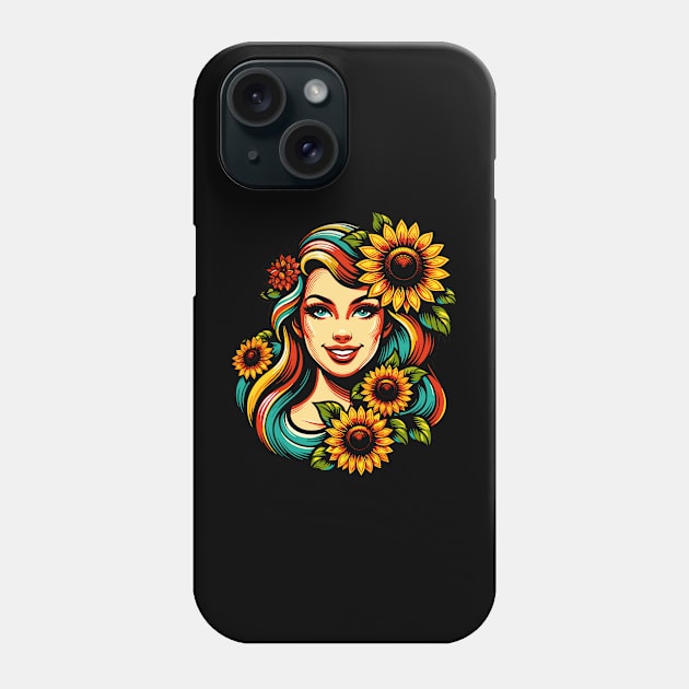 Woman with sunflowers Phone Case by Art_Boys