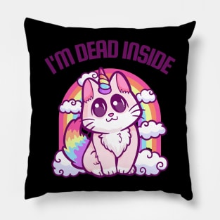 I'm Dead Inside: Soulfully Hollow Hilarious Cat with a Rainbow Twist Pillow