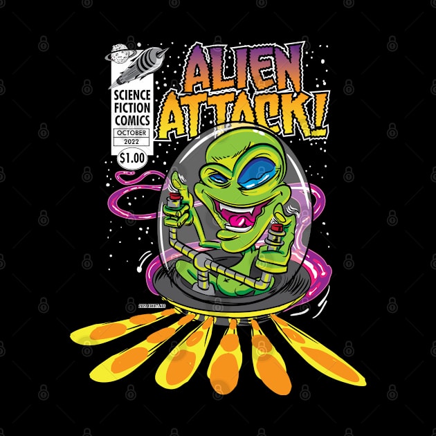 Alien Attack Science Fiction Comicbook Cover by eShirtLabs