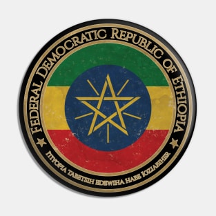 Vintage Federal Democratic Republic of Ethiopia Africa African Flag Pin