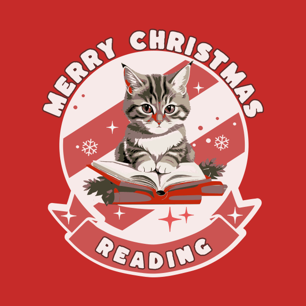 Cat Reading Christmas Cat Reading Book by Ayzora Studio