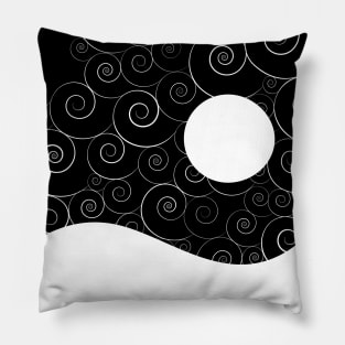 Winter Full Moon Landscape Pillow