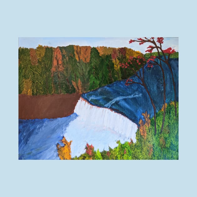 Autumn Waterfall Print by PaintstopbyNandini