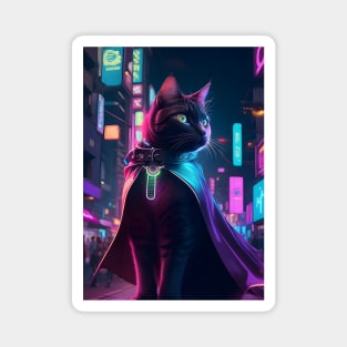 Superhero Cyberpunk Cat Magnet