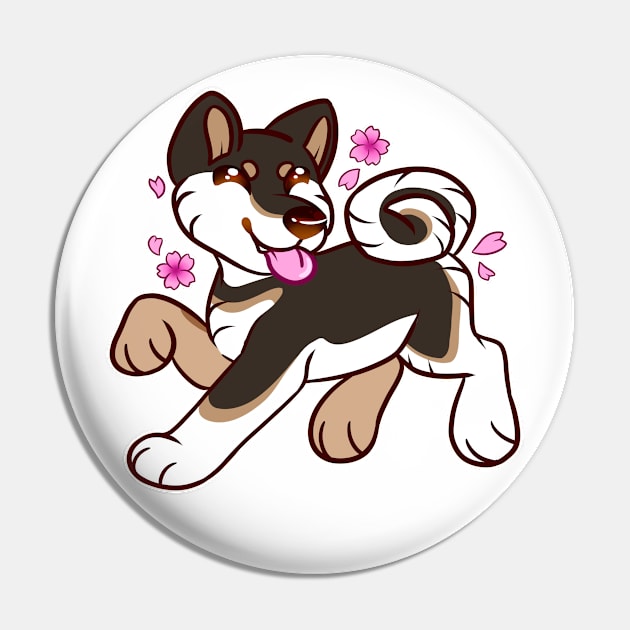 Happy Shibe - Black and Tan Pin by leashonlife