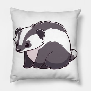 Cute black and white badger Pillow