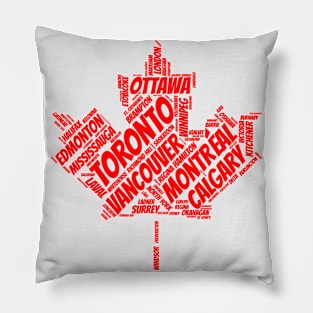 Canada Flag with City Names Word Art Pillow