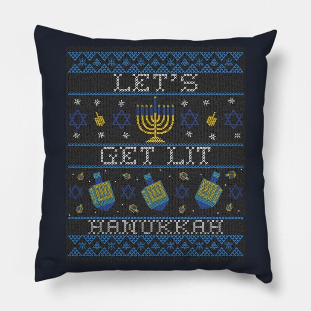 Let's Get Lit Hanukkah Pillow by CHADDINGTONS