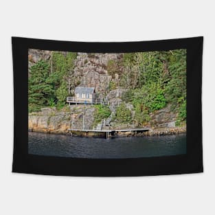 Boathouse Amongst the Rocks - Sweden Tapestry