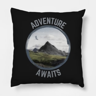 Adventure Awaits - Lonely Mountain - Fantasy - Funny Pillow