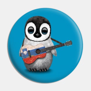 Baby Penguin Playing Slovenian Flag Guitar Pin