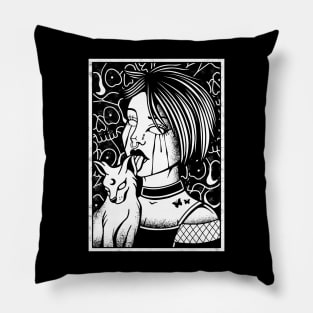 Goth Girl Tattoo Vintage Pillow