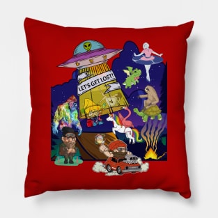 Let's Get Lost Mythical Creatures Bigfoot Aliens Music Lovers Pillow