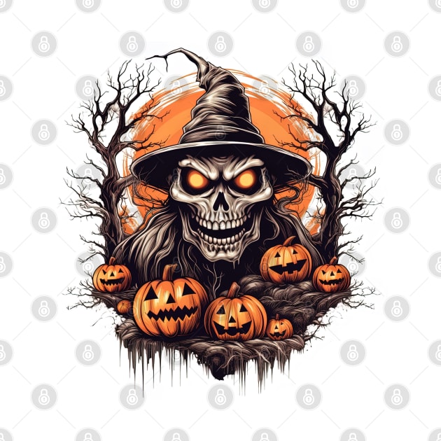 scary witch with pumpkins by Maverick Media