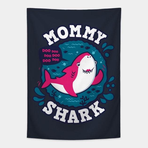 Mommy Shark (trace) Tapestry by Olipop