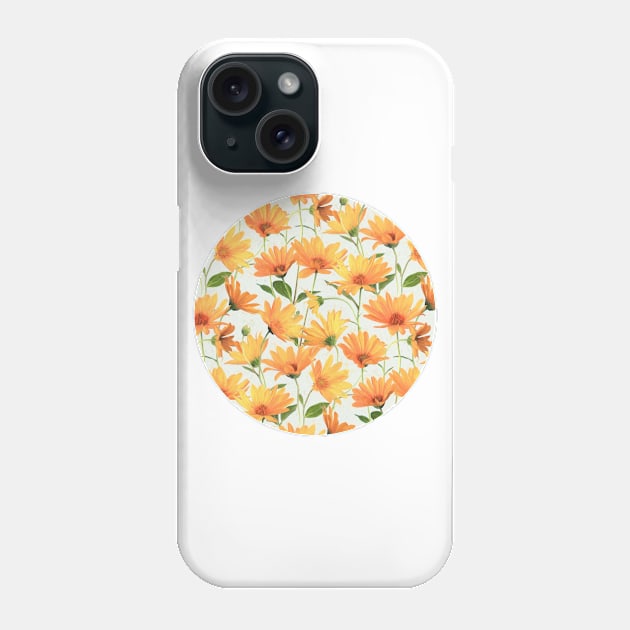 Painted Radiant Orange Daisies on off-white Phone Case by micklyn