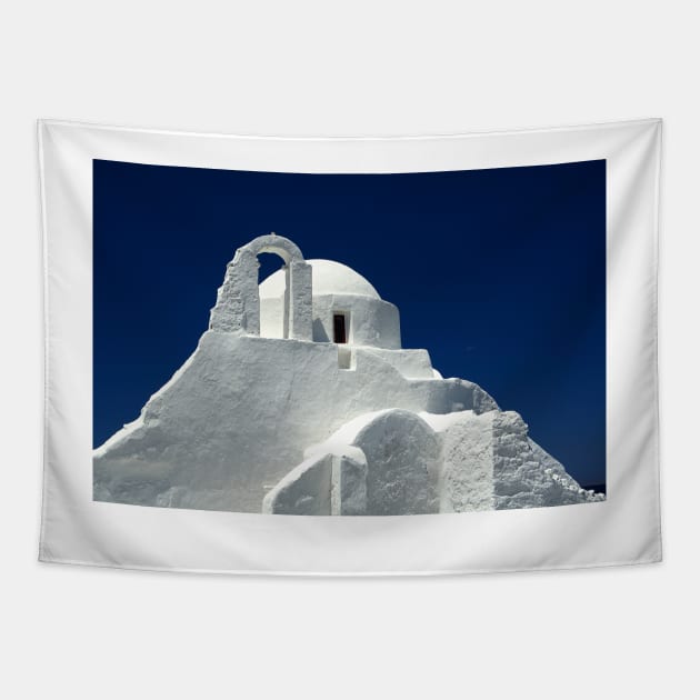 Panagia Paraportiani church - Mykonos island Tapestry by Cretense72