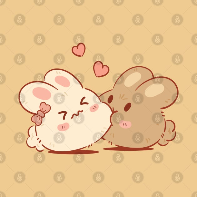 Cute & Kawaii Bunny Kisses | Brown by ModesaDraw