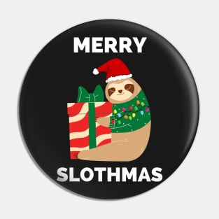 Merry Slothmas Christmas Light - Merry Slothmas Cute Sloth greeting For Holidays Pin