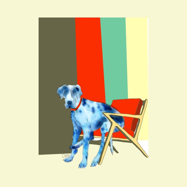 Great Dane in an Eames chair with Mid Century Design by donnadavisart1