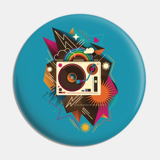 Retro Rainbow Turntable Pin by LittleBunnySunshine