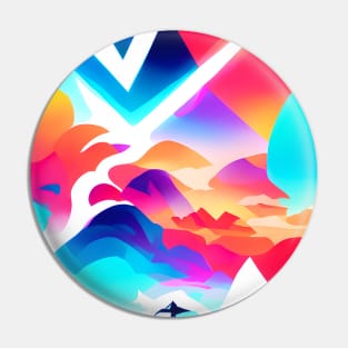 Neo Tropical Sunset Neon Abstract Pattern Pin