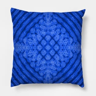 Blue Snowflake Kaleidoscope Fractal Pillow