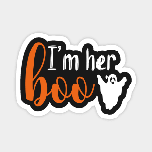 I'm Her Boo | Orange and White Text Couples Halloween Magnet