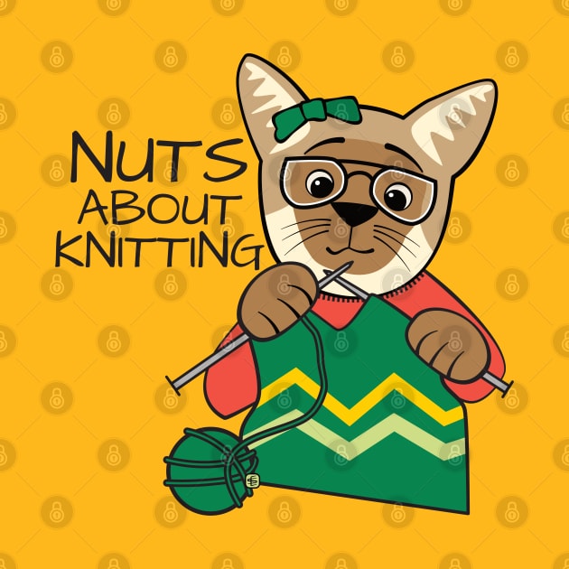 Nuts About Knitting Siamese Cat by Sue Cervenka