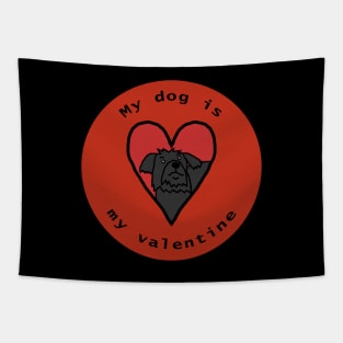 My Dog is My Valentine Round Puli Yorkie Cross Tapestry