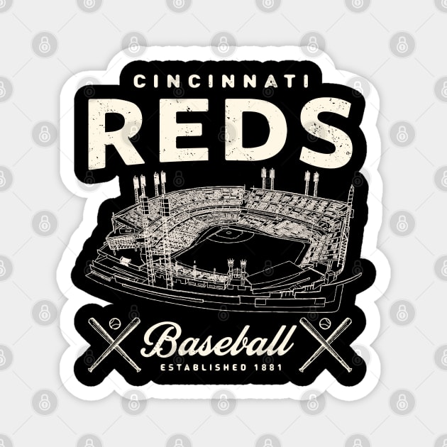 Cincinnati Reds Stadium by Buck Tee Originals Magnet by Buck Tee