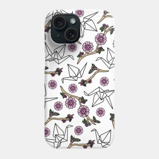 Origami Cranes and Cherry Blossoms Phone Case