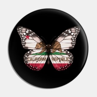 California Flag Butterfly - Gift for Californian From California CA Pin