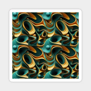 Funky Facade: Trompe-l’oeil Green Turquoise and Gold Magnet