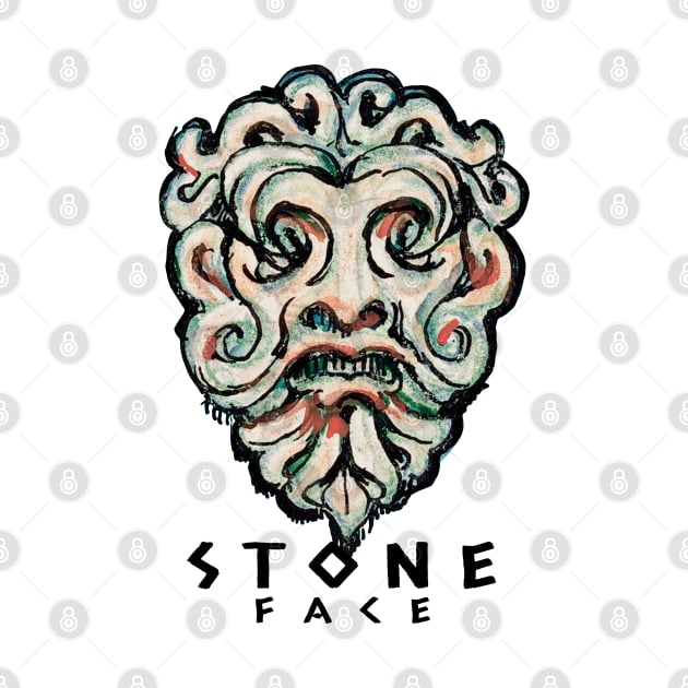 Vintage Sculpture Face Stone Head by KewaleeTee