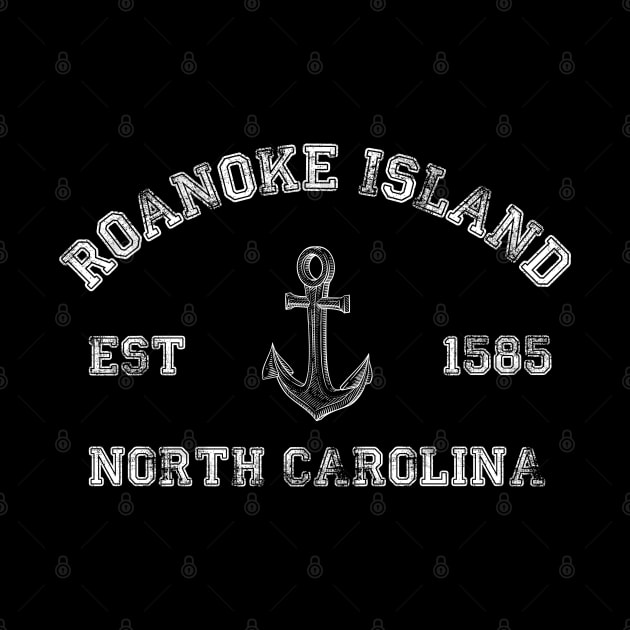 Roanoke Island, North Carolina Vintage Nautical Anchor Retro by Contentarama