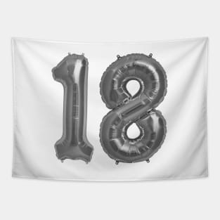 Silver 18th Birthday Metallic Helium Balloons Numbers Tapestry