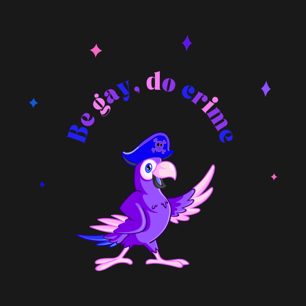 Bisexual Pride pirate parrot "Be gay do crime" by Gorgoose Graphics