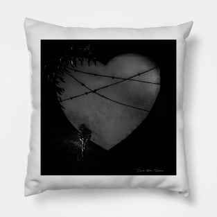 Deadly Heart - By Kim Blair -  Black and White Pillow
