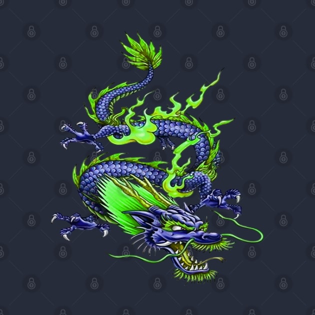 Chinese Green And Blue Spring Dragon Mythical Creature 2 by taiche