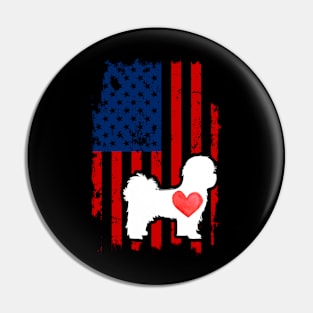 Shih Tzu Merica Usa American Flag Pin