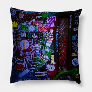 Street Graffiti Tag Stickers NYC Pillow