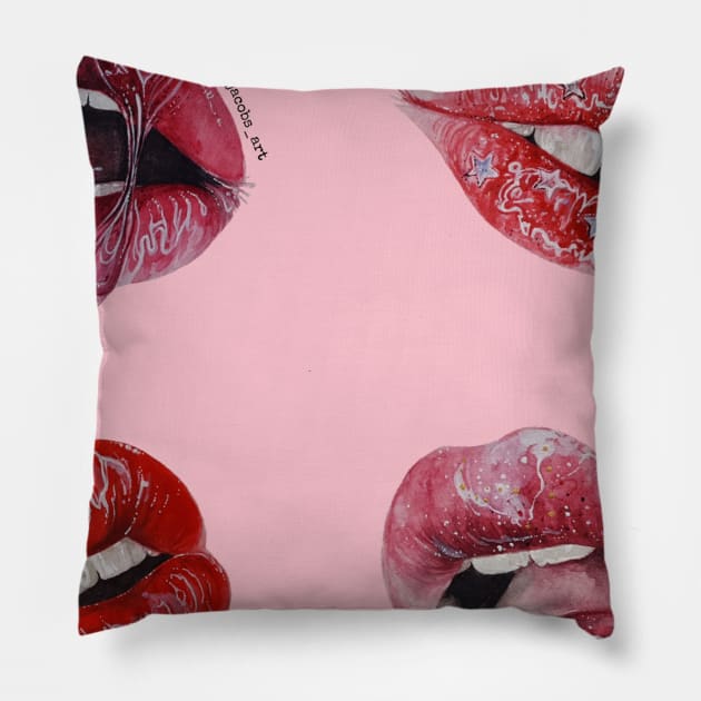 assorted lips Pillow by JJacobs