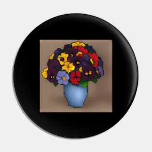 Pansy Retro Vintage Floral Illustration Leaves Pin