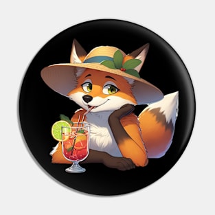 A fox drinking a cocktail AI Pin