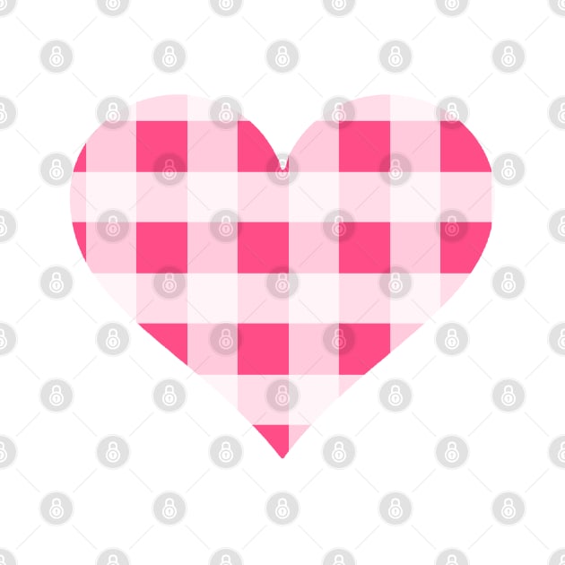 Bright Pink and White Buffalo Plaid Heart by bumblefuzzies